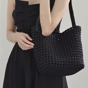 MBH Handwoven Bucket Shoulder Bag with Storage Pouch