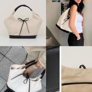 Nomore Korean Niche Patchwork Canvas Tote Bag Women 2025 New Commuter Fashion Handbag Versatile Shoulder Underarm Bag