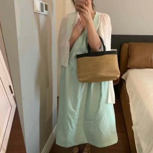 MBH Summer Raffia Handwoven Beach Bag Large Capacity Tote Handbag Medium