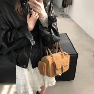 MBH Korean Dongdaemun Multi-Pocket Boston Bowling Bag Long Handle Large Capacity Shoulder Bag