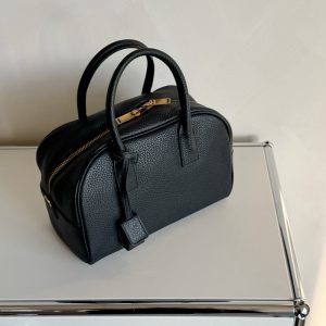 MBH Top Grain Leather Minimalist Boston Bowling Bag Handbag