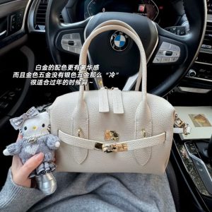 MBH Genuine Leather Boston Pillow Bag Top Layer Cowhide Handbag Commuter Crossbody Tote