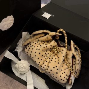 MBH Leopard Polka Dot Hobo Shoulder Bag with Chain Strap 2026 Autumn New