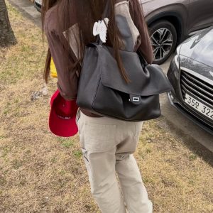 MBH Women's Togo Top Grain Leather Flap Lock Hobo Bag Large Capacity Commuter Shoulder Bag