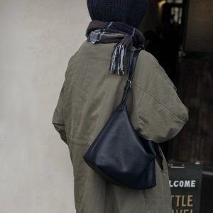 MBH Vegetarian-Tanned Leather Hobo Bag Minimalist Versatile Shoulder Bag
