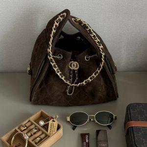 MBH DIY Quilted Suede Chain Hobo Shoulder Bag Large Capacity